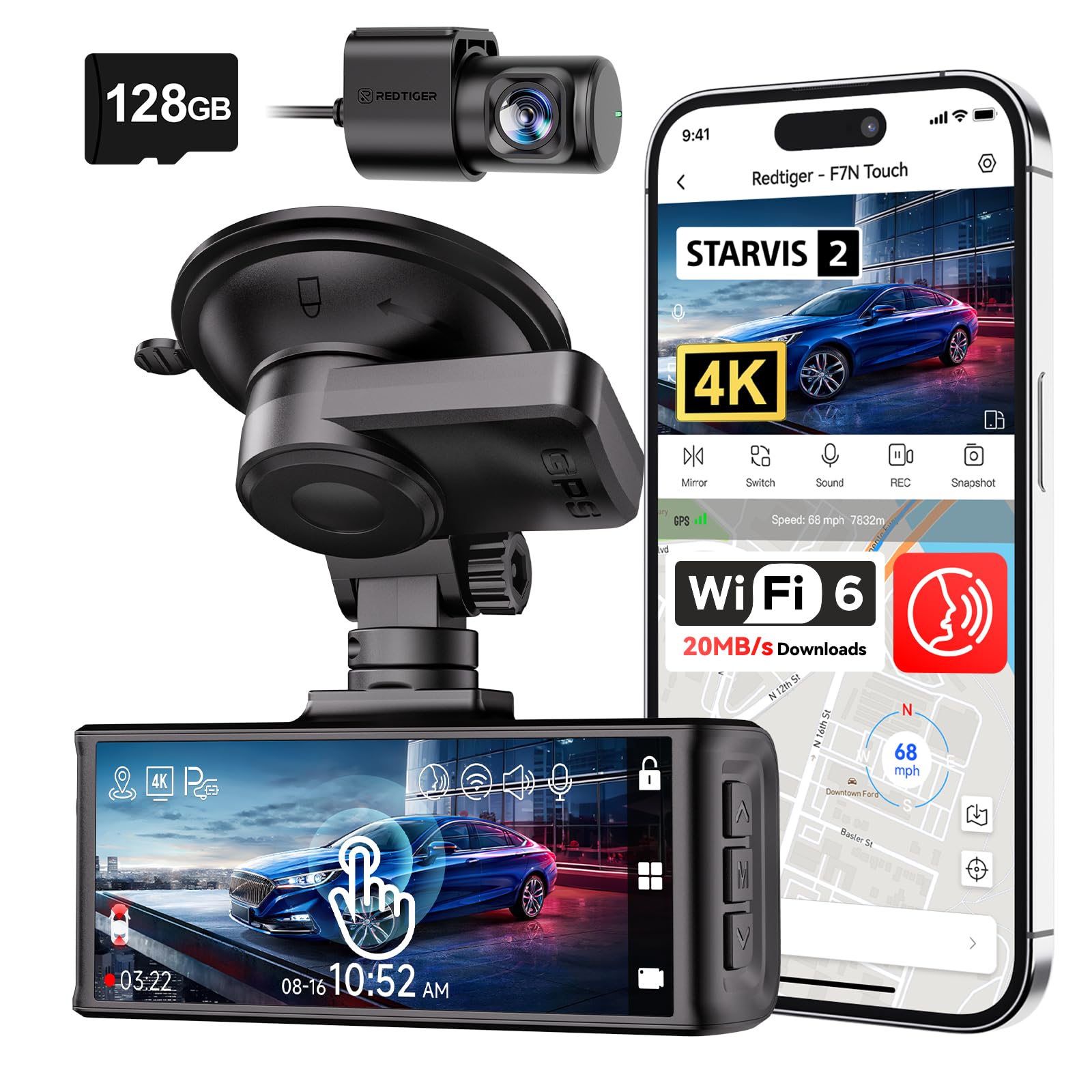 Redtiger Dash Cam F7N Touch with Voice Control
