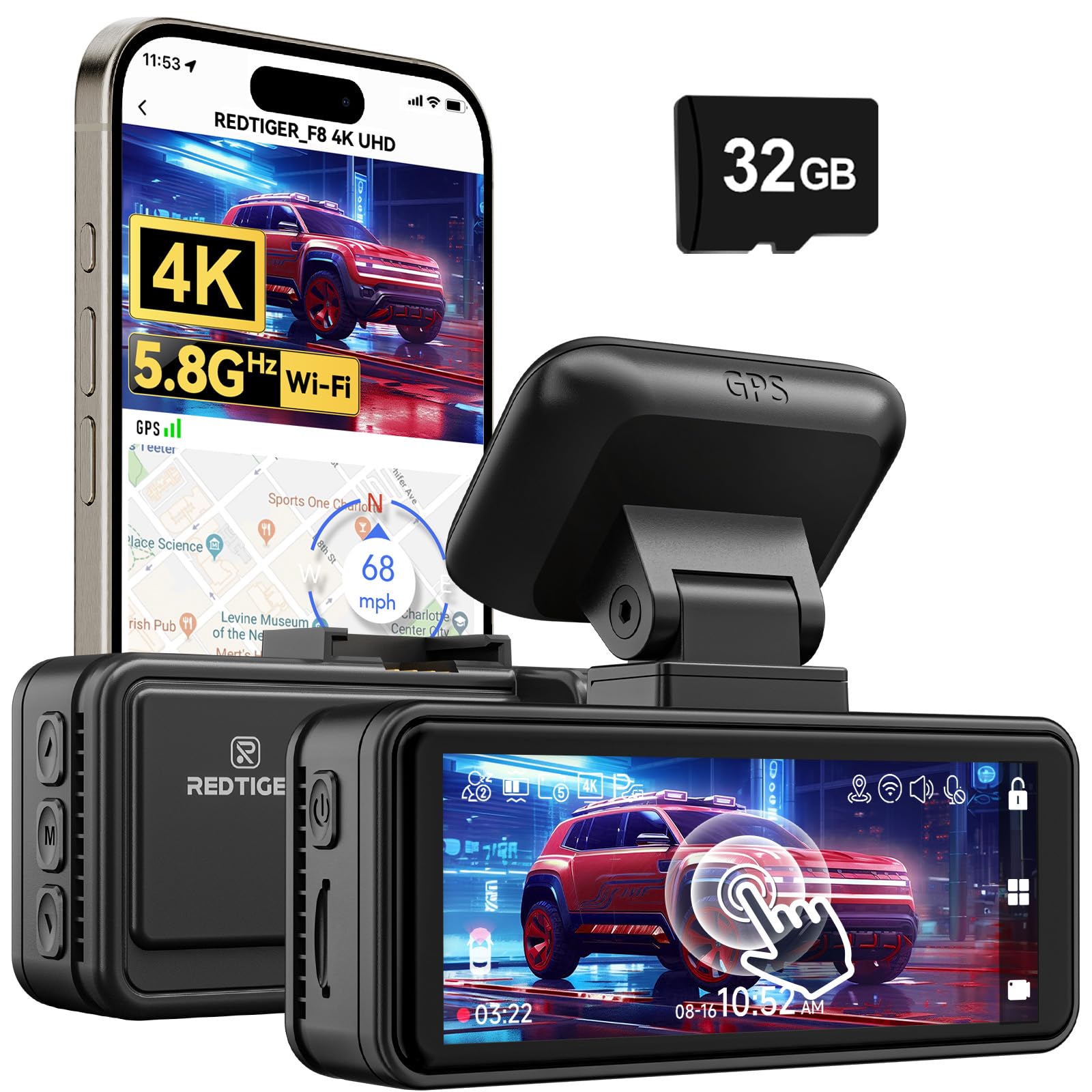 Redtiger Dash Cam F8 4K Touch Screen